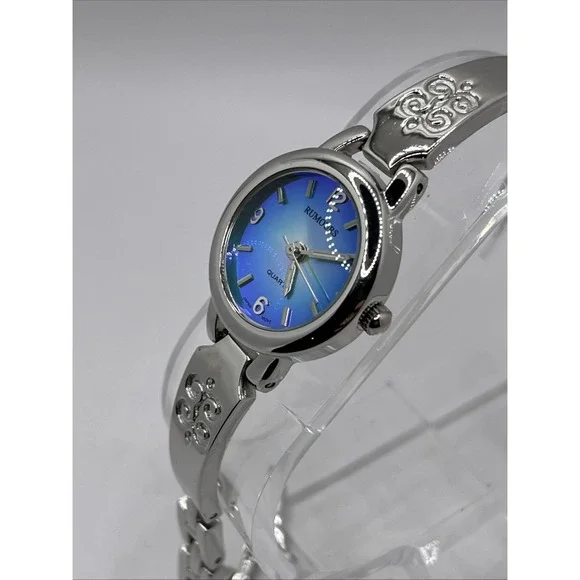 Rumours Women's Quartz Watch Blue/Green Dial Silver Band- New Battery w/ Box - Picture 3 of 10